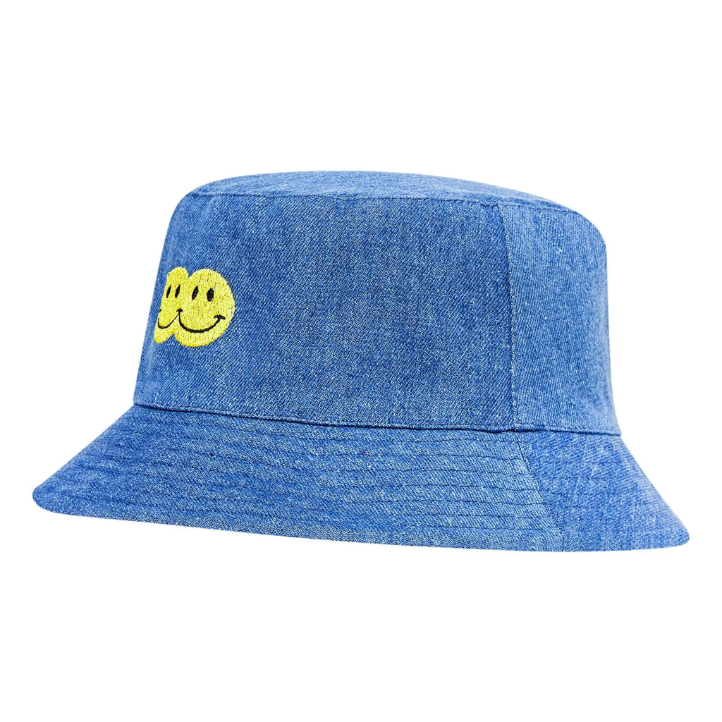 Double Smile Stonewashed Denim Bucket Hat  HUNDRED PIECES Hundred Pieces