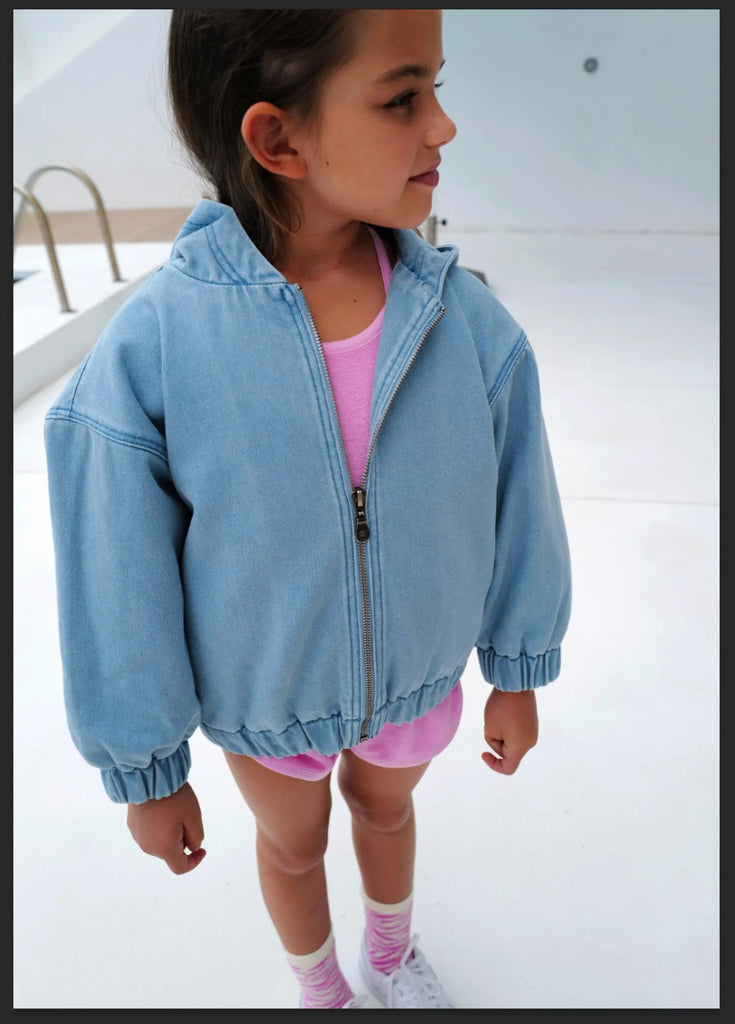 Stonewashed Denim Zip-Up Jacket HUNDRED PIECES Hundred Pieces